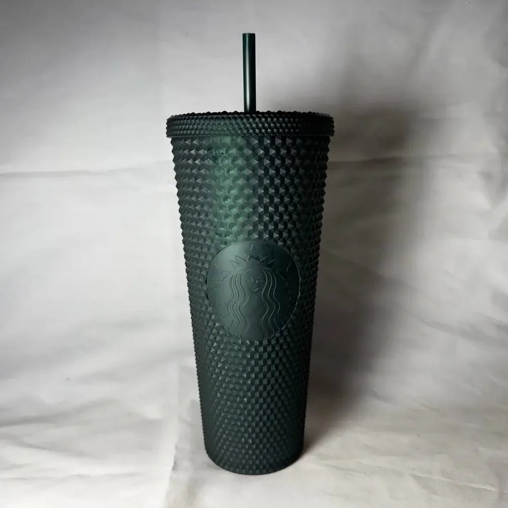 Starbucks 24 oz Green Studded Pre-Owned Tumbler Cold Drinks Original Straw OG